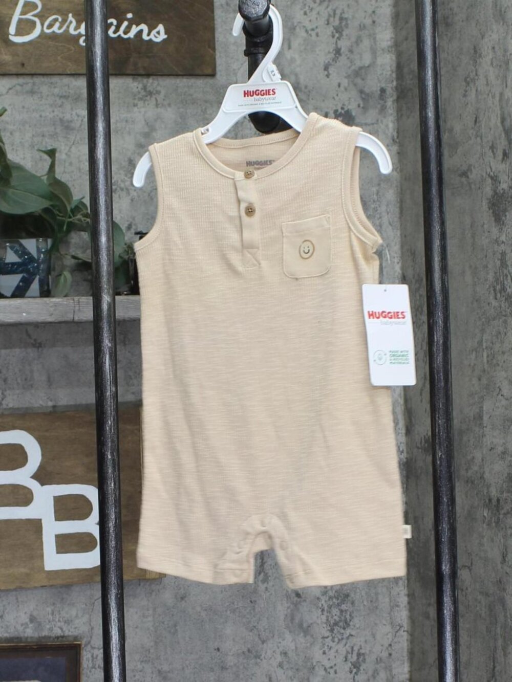 NWT Huggies Baby Boys Sleeveless Romper 6Z2713K Beige Brown 24 Months - Picture 2 of 6